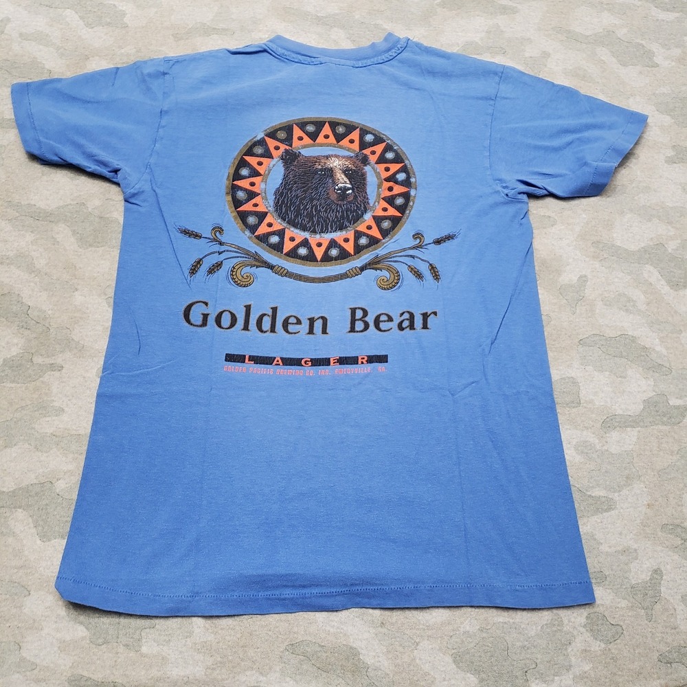 Vintage‎ Golden Bear Hanes Shirt Mens Medium Blue Short Sleeve Single Stitch